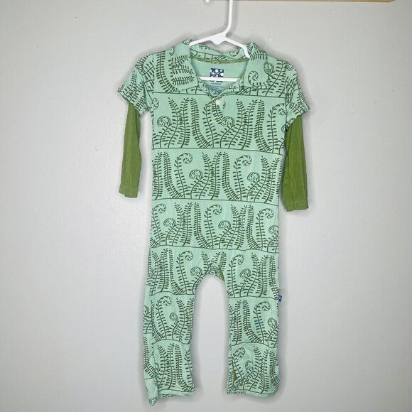 Kickee Pants Boys 18-24 Month Bamboo Green 1 Piece Outfit New - Picture 1 of 6